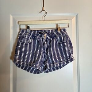 Hot Kiss Navy Striped Jean Shorts
